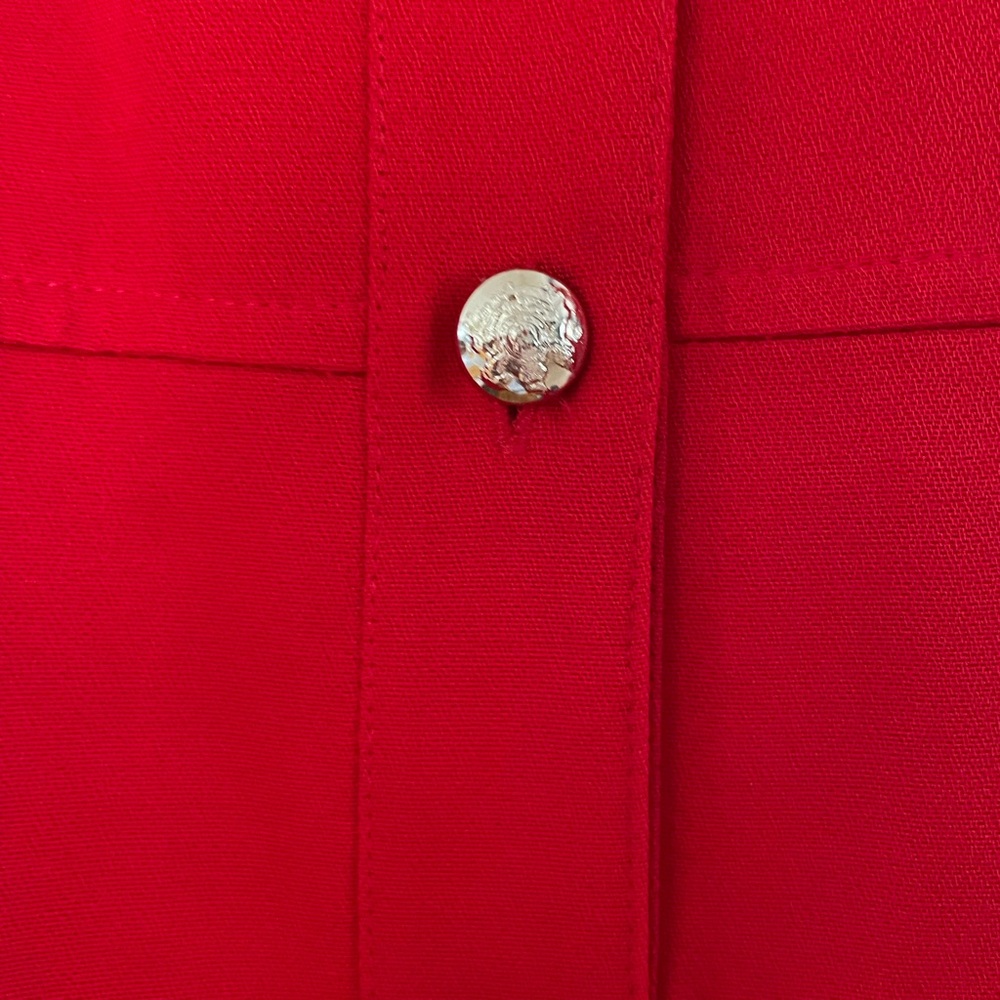 Vintage Julian Taylor Vibrant Red Button-Front ShortSleeve Midi Dress - Picture 3 of 6